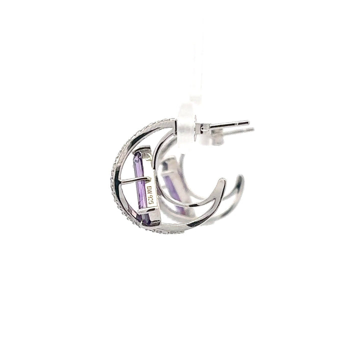 Sterling Silver Purple CZ Drop Earrings