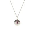 Sterling Silver Ruby Disc Pendant Necklace