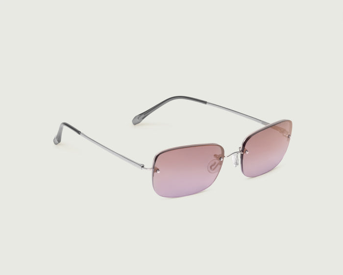 Coin Aurora::Stevie Sunglasses rectangle silver metal front diagonal
