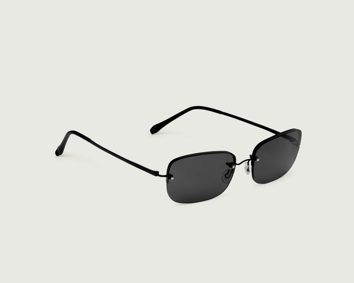 Charcoal::Stevie Sunglasses rectangle black metal front diagonal