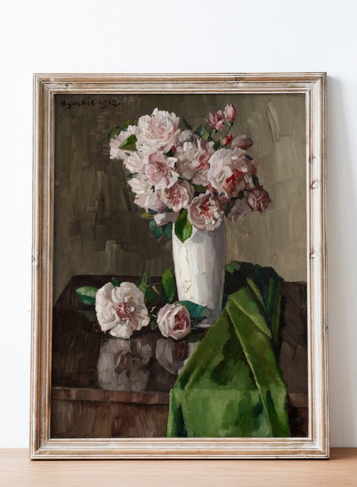 "Still Life with Pink Roses" Art Print_Sugar & Canvas_Hermann Goebel