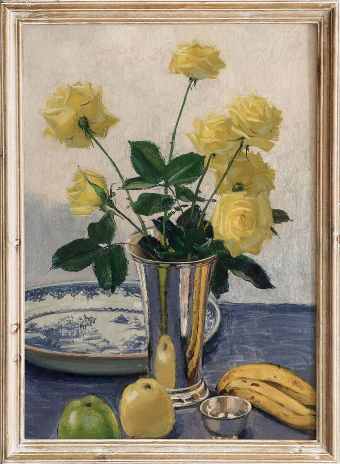 "Still Life with Yellow Roses" Art Print_Sugar & Canvas_Olle Hjortzberg