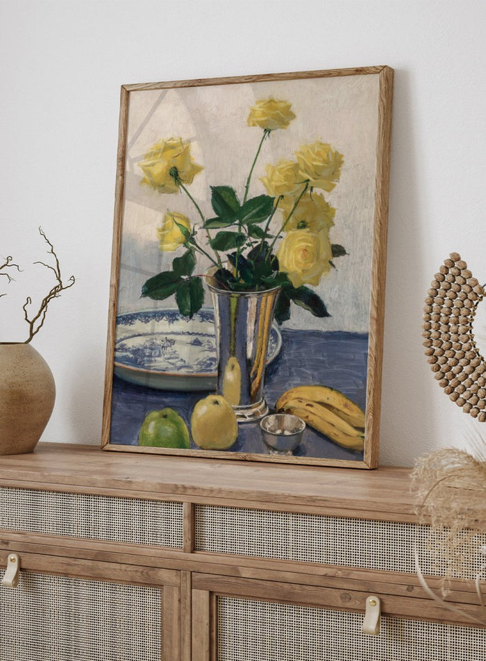 "Still Life with Yellow Roses" Art Print_Sugar & Canvas_Olle Hjortzberg