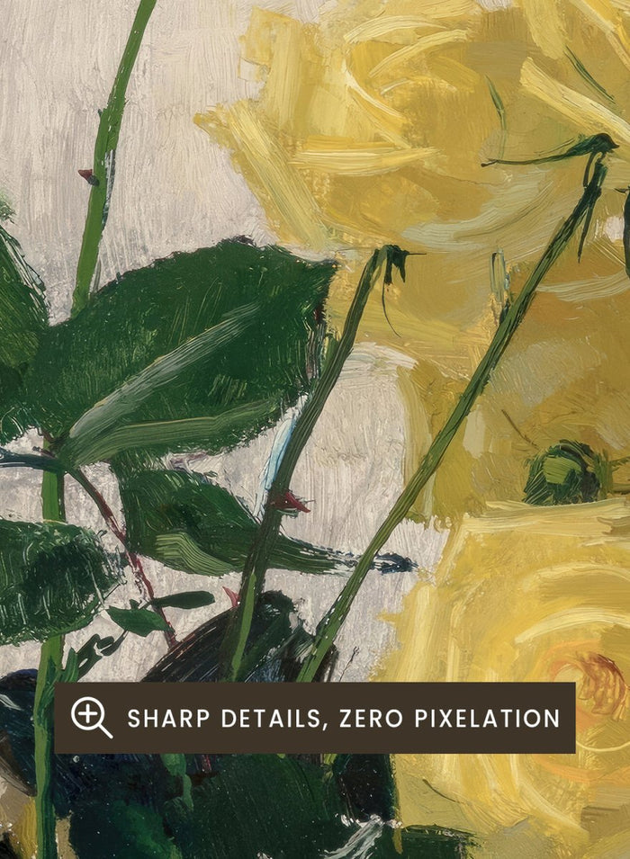 "Still Life with Yellow Roses" Art Print_Sugar & Canvas_Olle Hjortzberg
