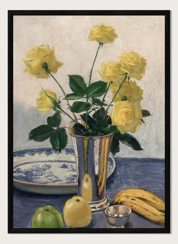"Still Life with Yellow Roses" Art Print_Sugar & Canvas_Olle Hjortzberg