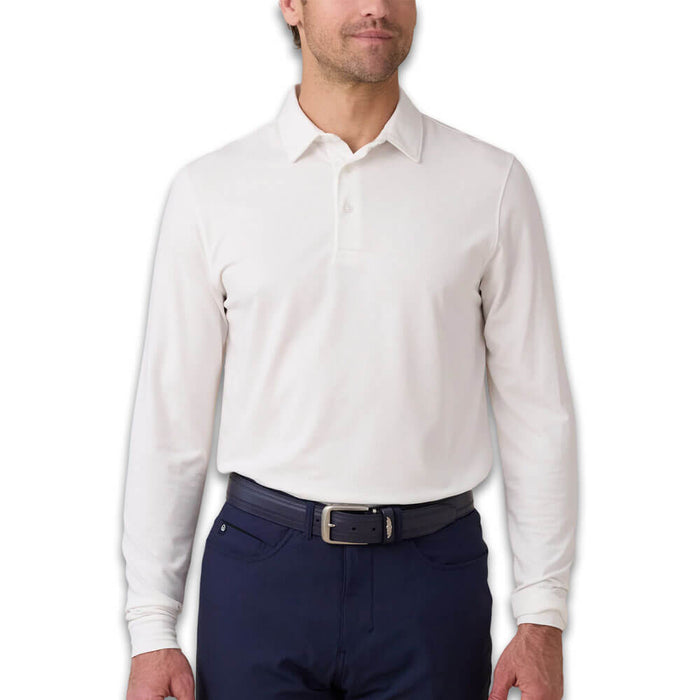 Straight Down Cambridge Longsleeve Golf Polo White - FA26 Men
