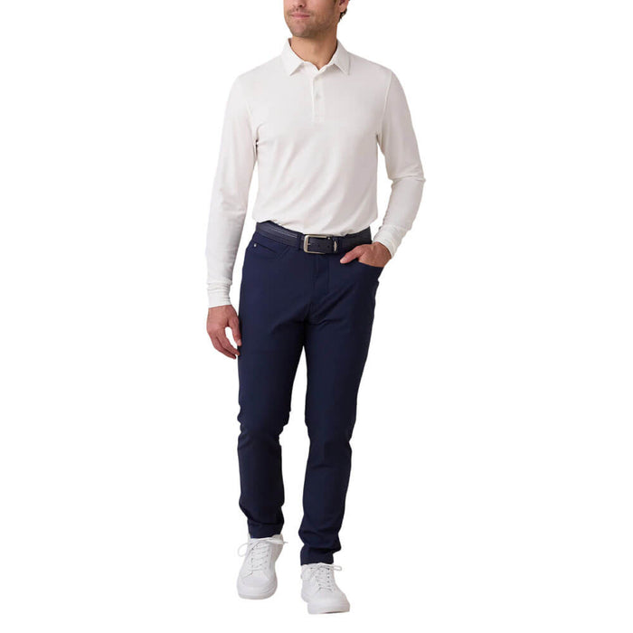 Straight Down Cambridge Longsleeve Golf Polo White - FA26 Men