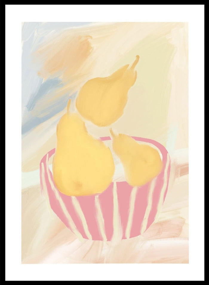 'Striped Bowl with Golden Pears' Aesthetic Art Print_Sugar & Canvas_Sugar & Canvas