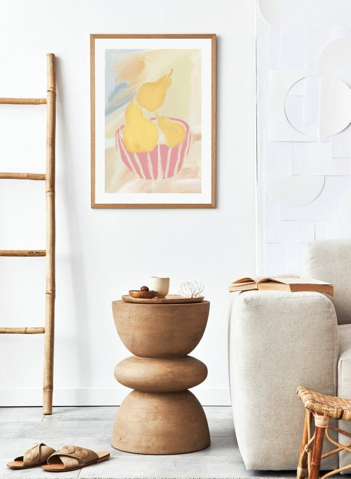 'Striped Bowl with Golden Pears' Aesthetic Art Print_Sugar & Canvas_Sugar & Canvas