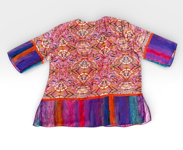 Susan Graver Preowned great condition Size L Orange/multi Cardigan