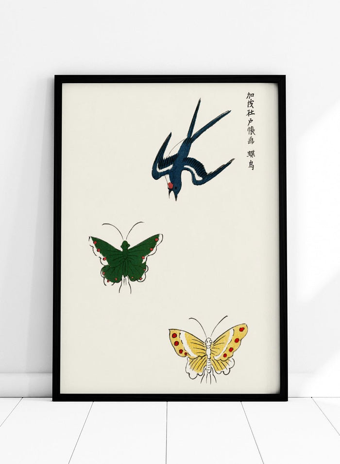 Taguchi Tomoki - Swallow and Butterflies Art Print_Sugar & Canvas_Taguchi Tomoki
