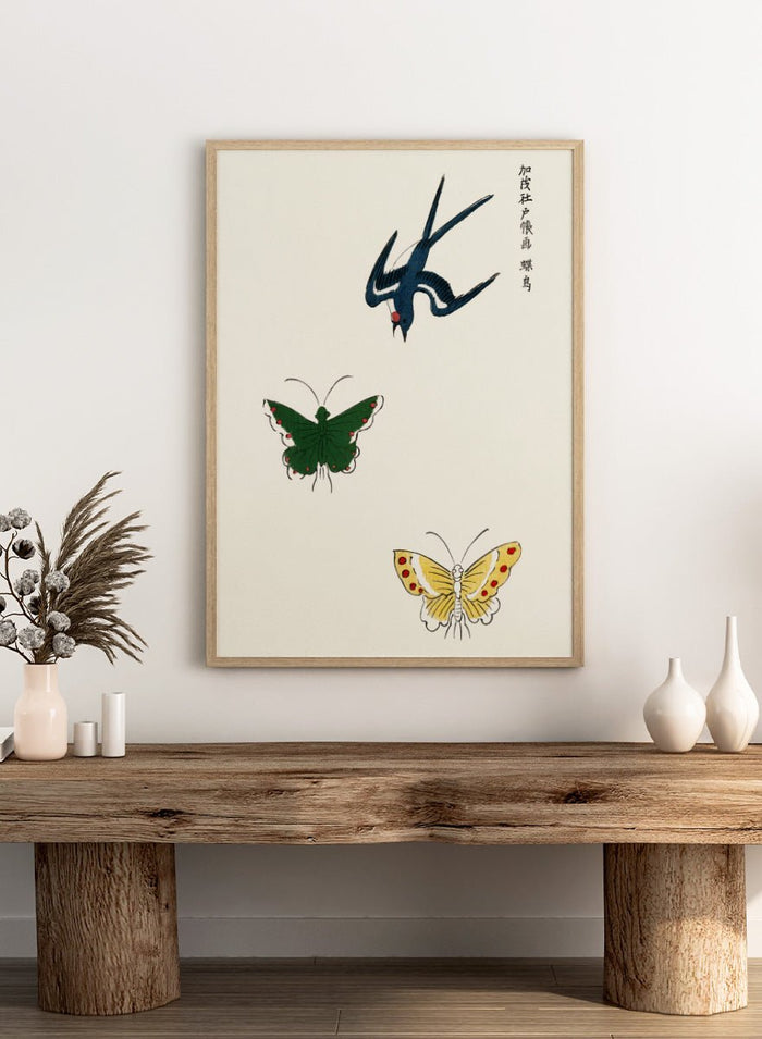 Taguchi Tomoki - Swallow and Butterflies Art Print_Sugar & Canvas_Taguchi Tomoki