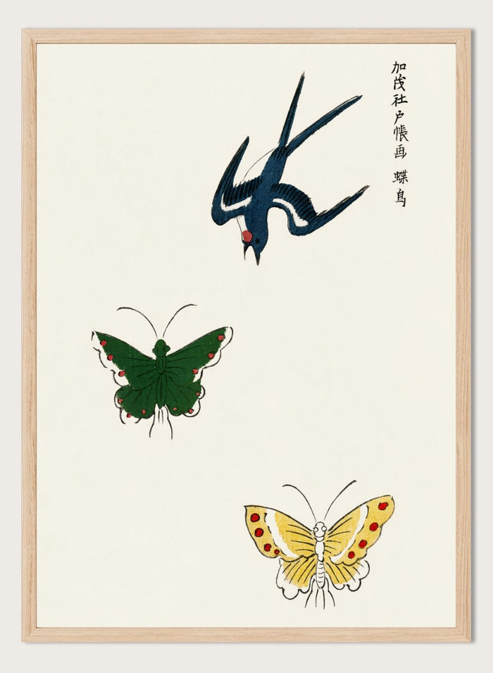 Taguchi Tomoki - Swallow and Butterflies Art Print_Sugar & Canvas_Taguchi Tomoki