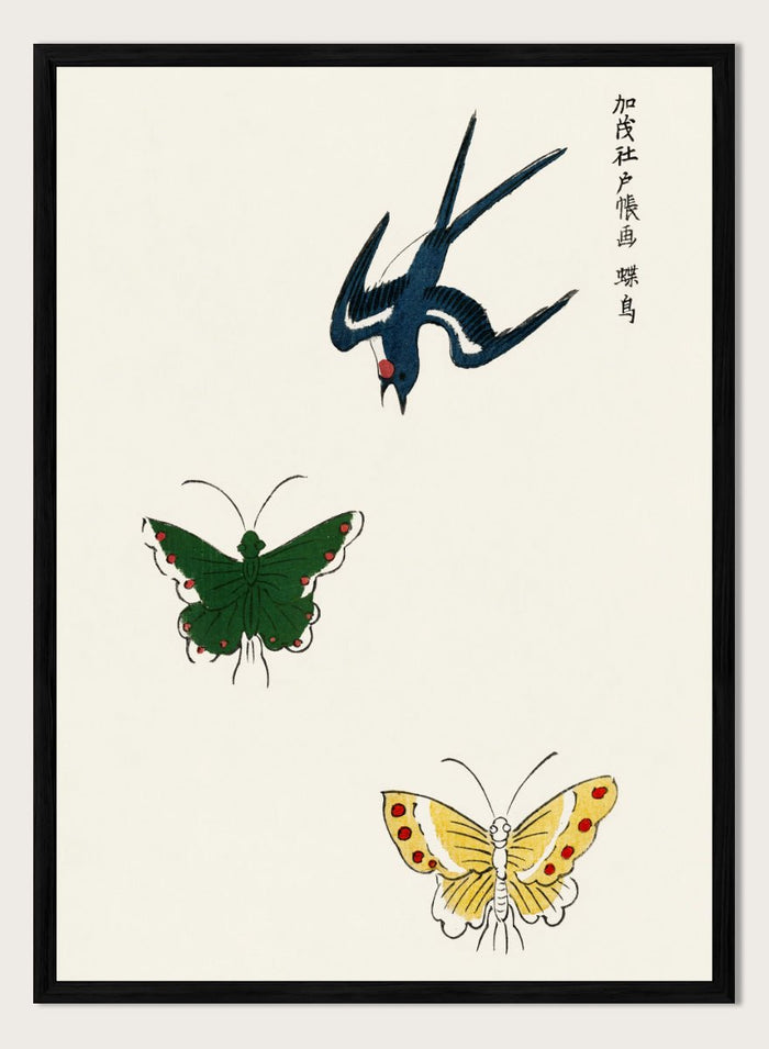 Taguchi Tomoki - Swallow and Butterflies Art Print_Sugar & Canvas_Taguchi Tomoki