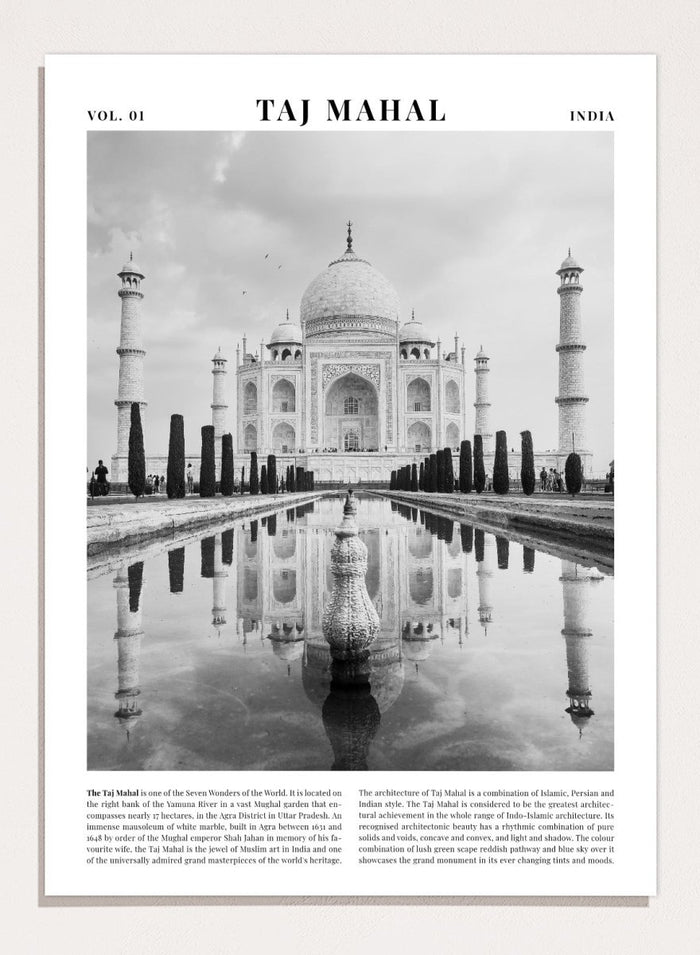 Taj Mahal Black and White City Art Print_Sugar & Canvas_Sugar & Canvas