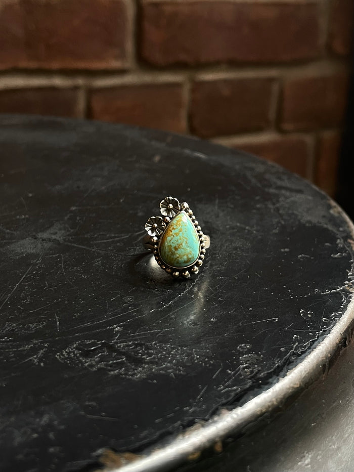 Teardrop Turquoise Ring | Sterling Silver | Handmade | Size 6 C944