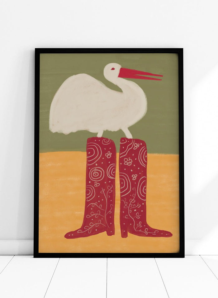 The Art Concept - Bird in Red Boots Art Print_Sugar & Canvas_The Art Concept
