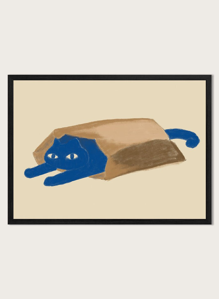 The Art Concept - Blue Cat In A Bag Art Print_Sugar & Canvas_The Art Concept