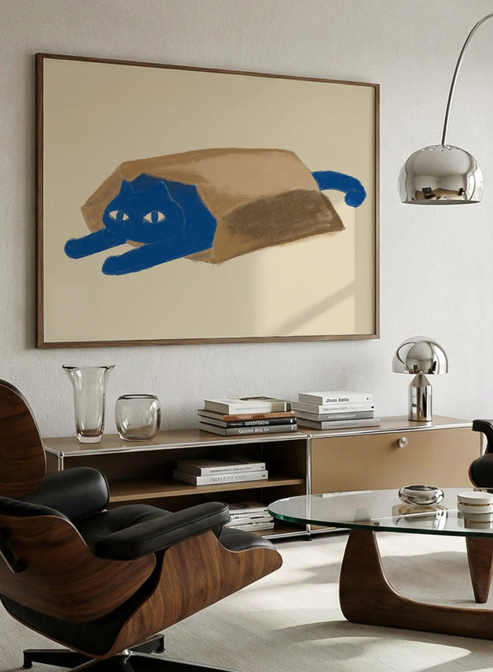 The Art Concept - Blue Cat In A Bag Art Print_Sugar & Canvas_The Art Concept