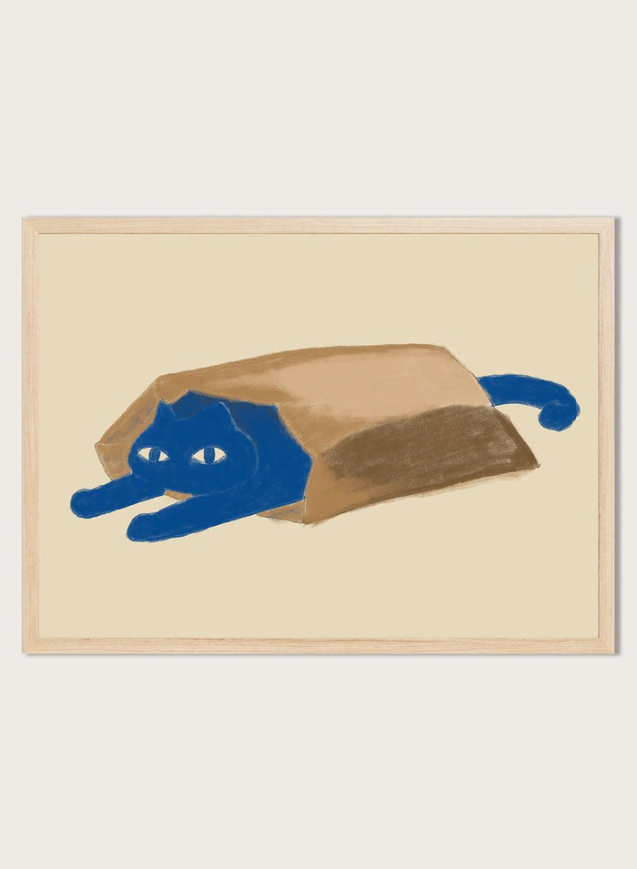 The Art Concept - Blue Cat In A Bag Art Print_Sugar & Canvas_The Art Concept