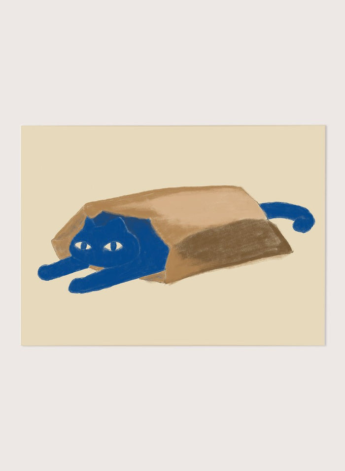 The Art Concept - Blue Cat In A Bag Art Print_Sugar & Canvas_The Art Concept