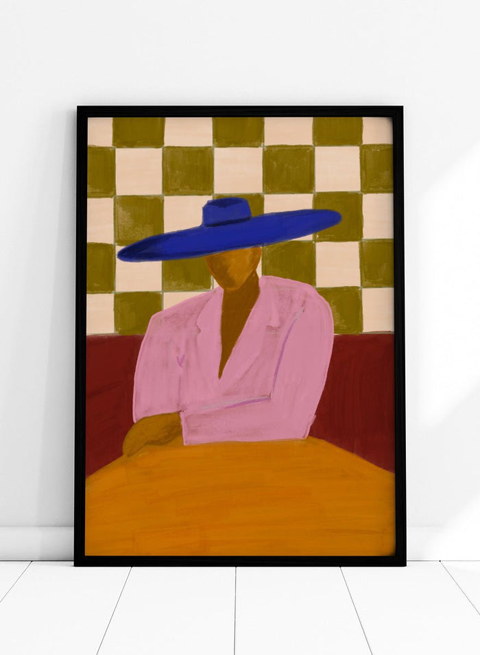 The Art Concept - Blue Hat Chic Art Print_Sugar & Canvas_The Art Concept