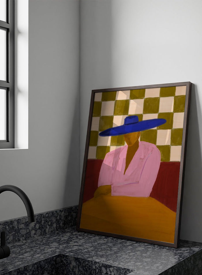 The Art Concept - Blue Hat Chic Art Print_Sugar & Canvas_The Art Concept