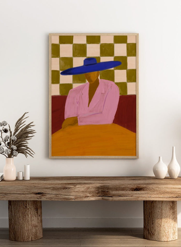 The Art Concept - Blue Hat Chic Art Print_Sugar & Canvas_The Art Concept