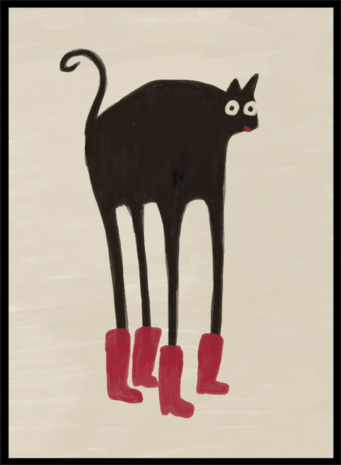 The Art Concept - Funny Black Cat Boots Art Print_Sugar & Canvas_The Art Concept