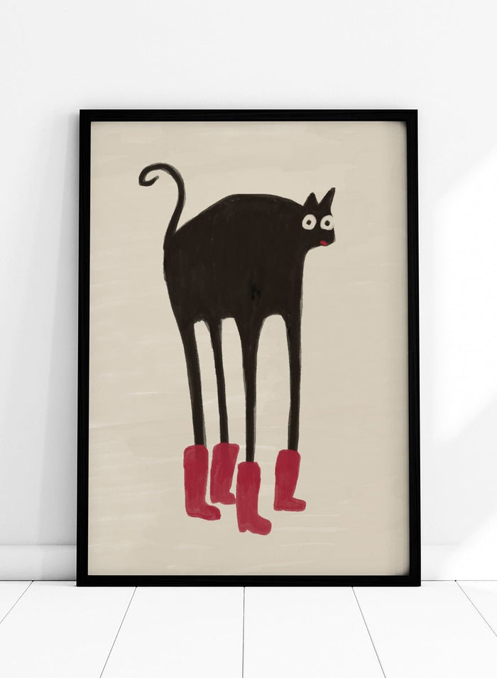 The Art Concept - Funny Black Cat Boots Art Print_Sugar & Canvas_The Art Concept