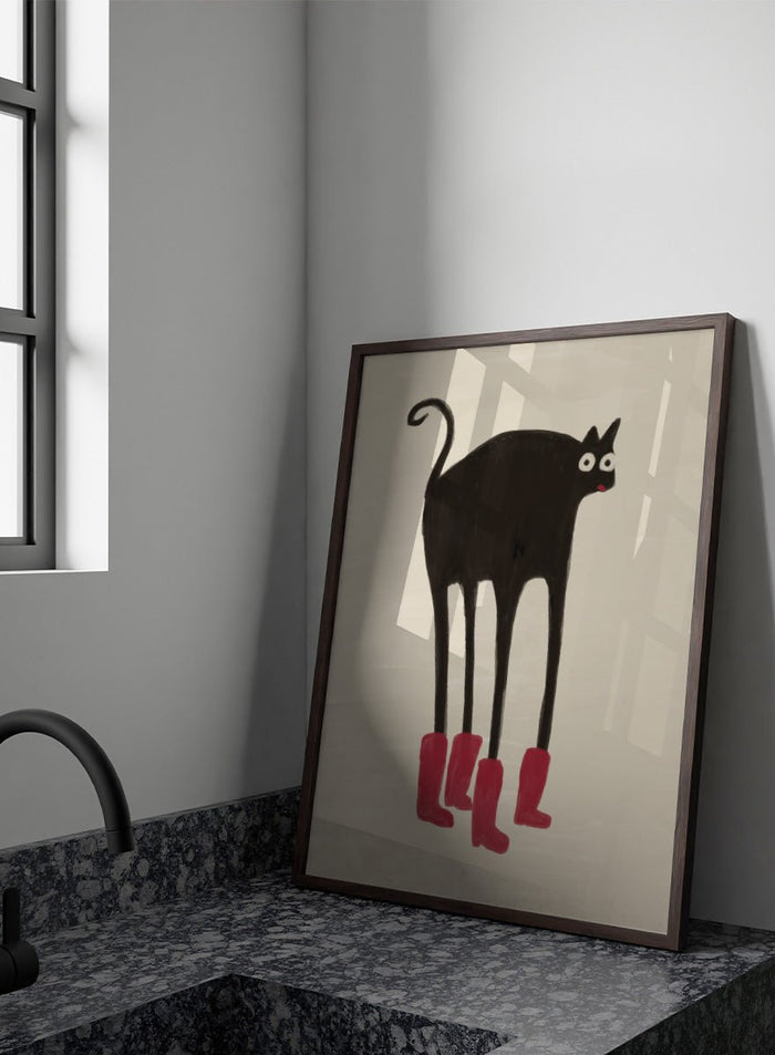 The Art Concept - Funny Black Cat Boots Art Print_Sugar & Canvas_The Art Concept