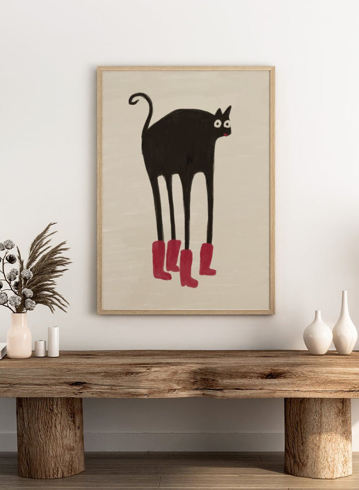 The Art Concept - Funny Black Cat Boots Art Print_Sugar & Canvas_The Art Concept