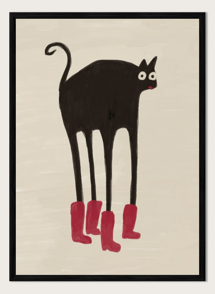 The Art Concept - Funny Black Cat Boots Art Print_Sugar & Canvas_The Art Concept