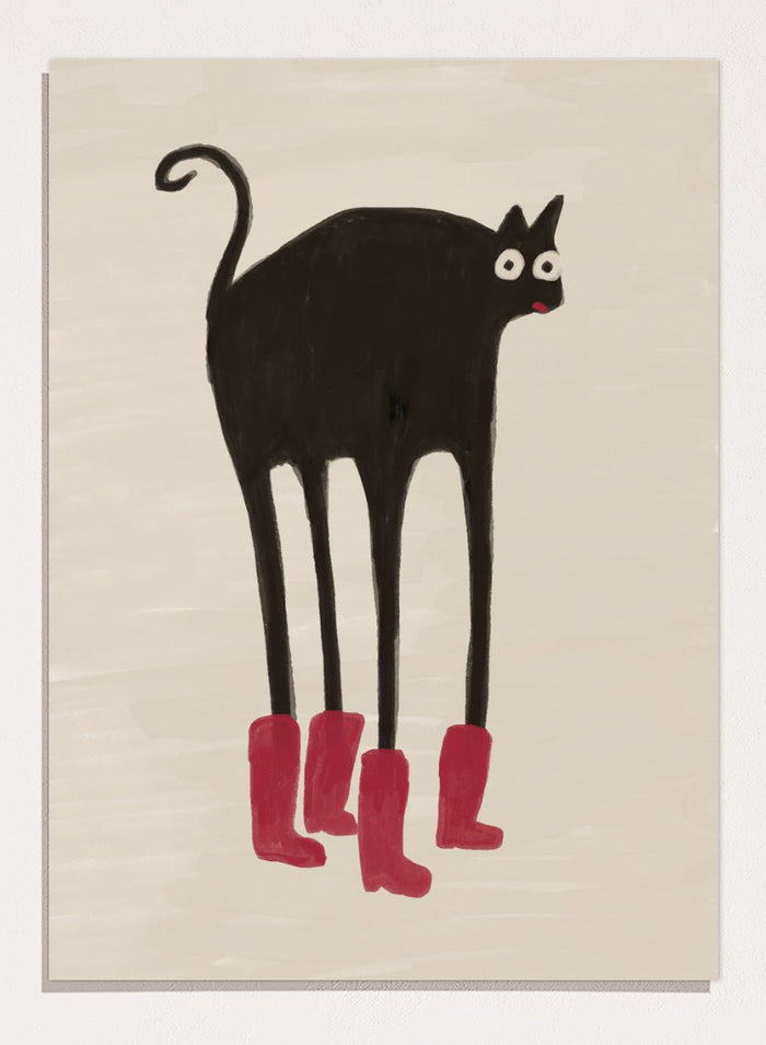 The Art Concept - Funny Black Cat Boots Art Print_Sugar & Canvas_The Art Concept