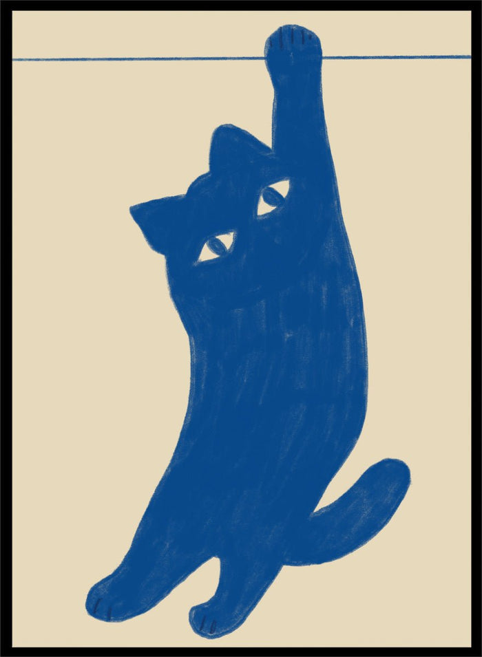 The Art Concept - Hanging Blue Cat Art Print_Sugar & Canvas_The Art Concept