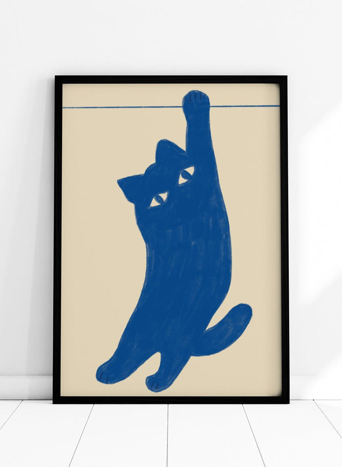 The Art Concept - Hanging Blue Cat Art Print_Sugar & Canvas_The Art Concept