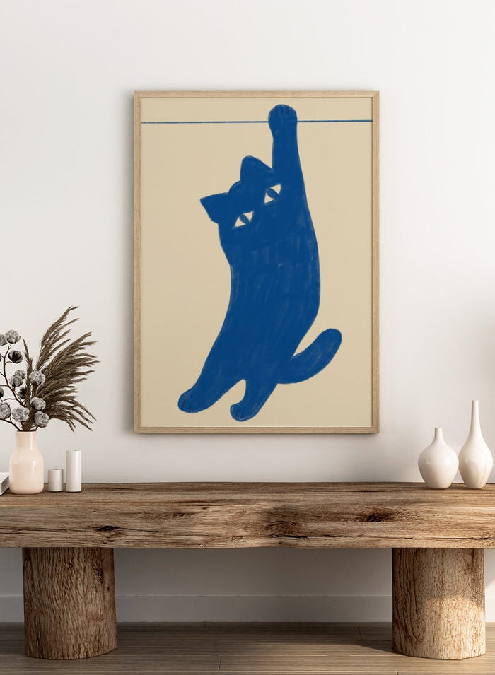 The Art Concept - Hanging Blue Cat Art Print_Sugar & Canvas_The Art Concept