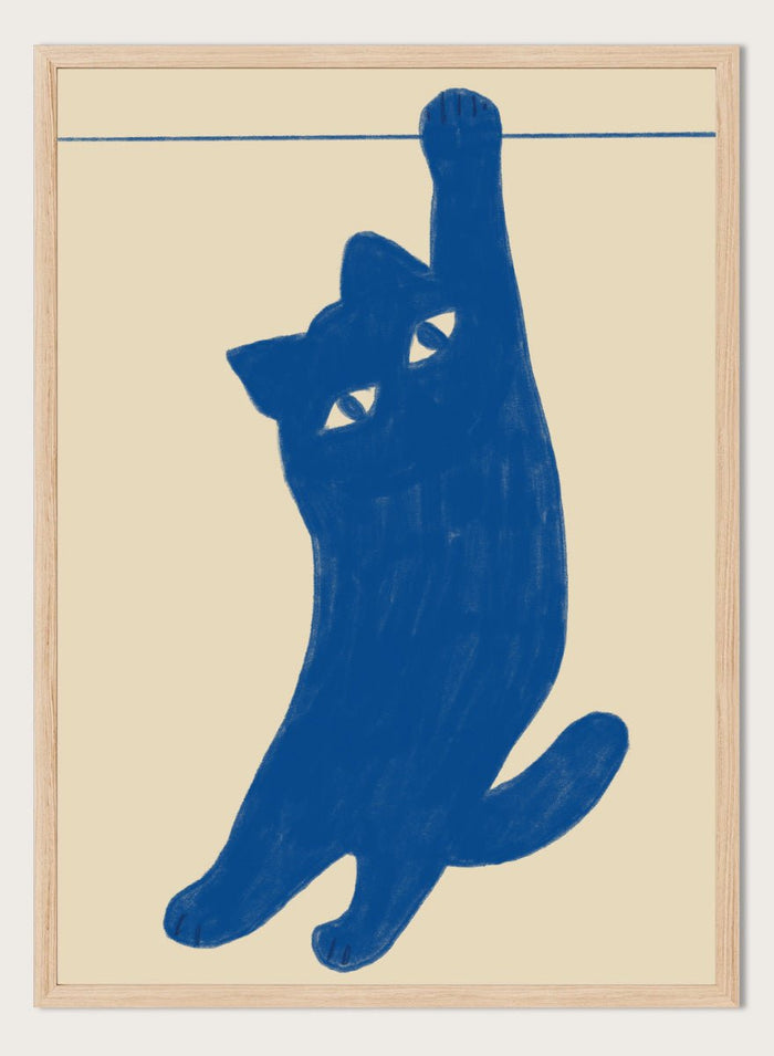 The Art Concept - Hanging Blue Cat Art Print_Sugar & Canvas_The Art Concept
