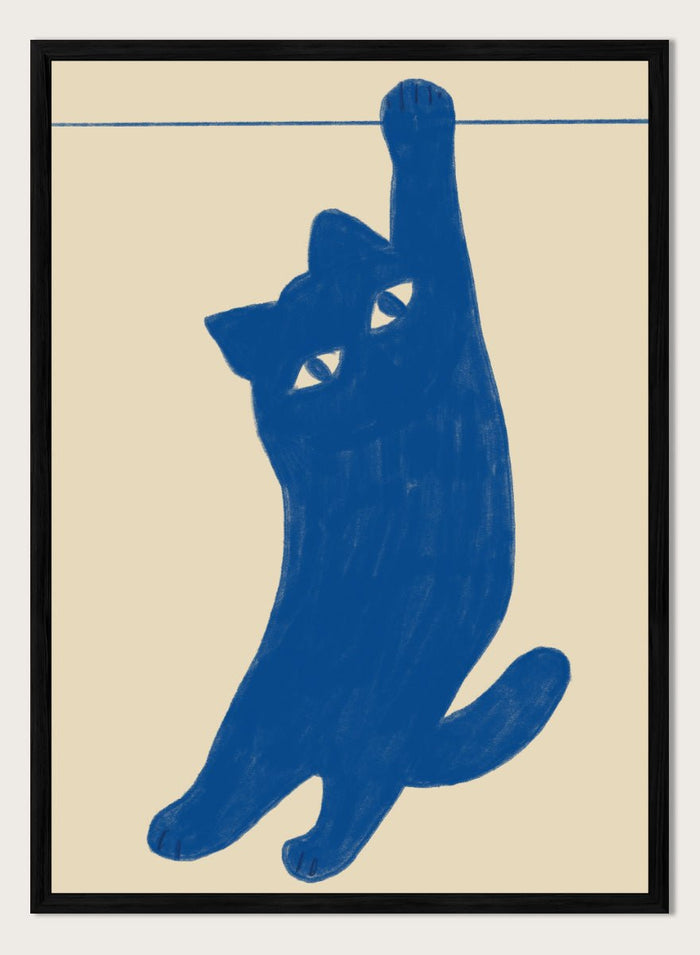 The Art Concept - Hanging Blue Cat Art Print_Sugar & Canvas_The Art Concept