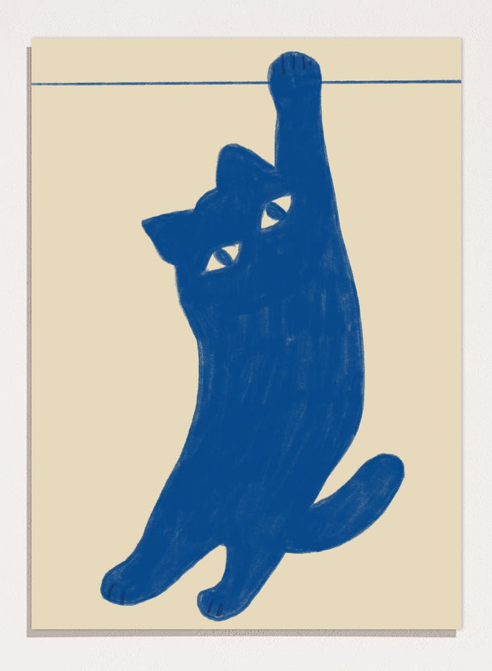 The Art Concept - Hanging Blue Cat Art Print_Sugar & Canvas_The Art Concept