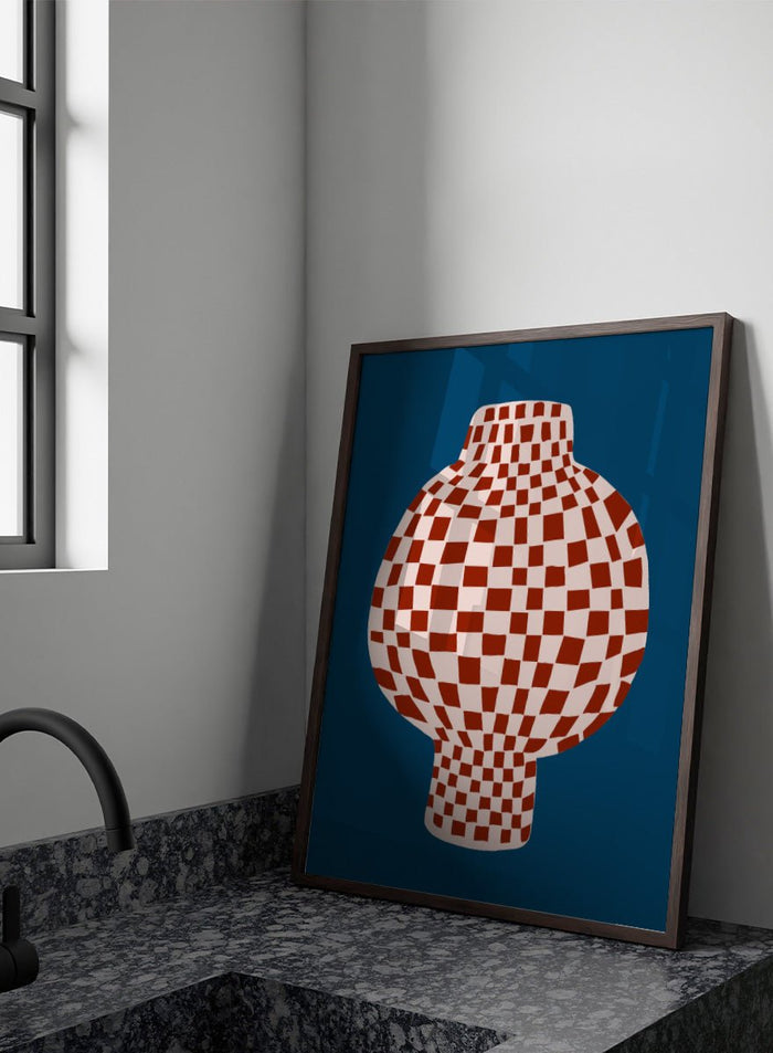 The Art Concept - Optical Checkered Vase Art Print_Sugar & Canvas_The Art Concept