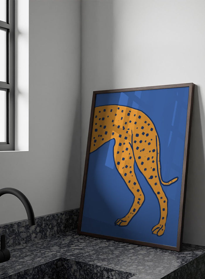 The Art Concept - Spotted Cheetah on Blue Art Print_Sugar & Canvas_The Art Concept