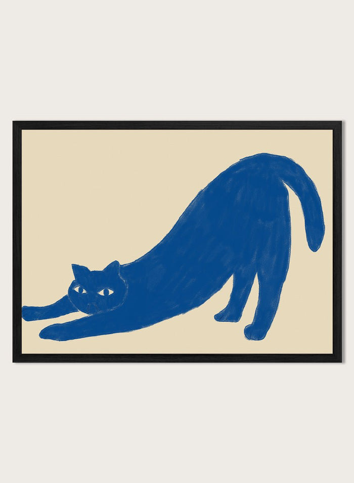 The Art Concept - Stretching Blue Cat Art Print_Sugar & Canvas_The Art Concept