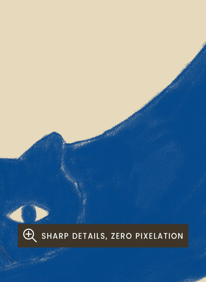 The Art Concept - Stretching Blue Cat Art Print_Sugar & Canvas_The Art Concept