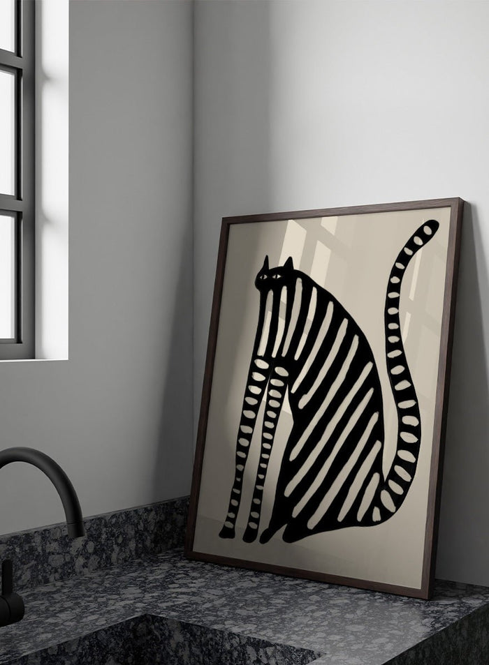 The Art Concept - Striped Black Cat Art Print_Sugar & Canvas_The Art Concept