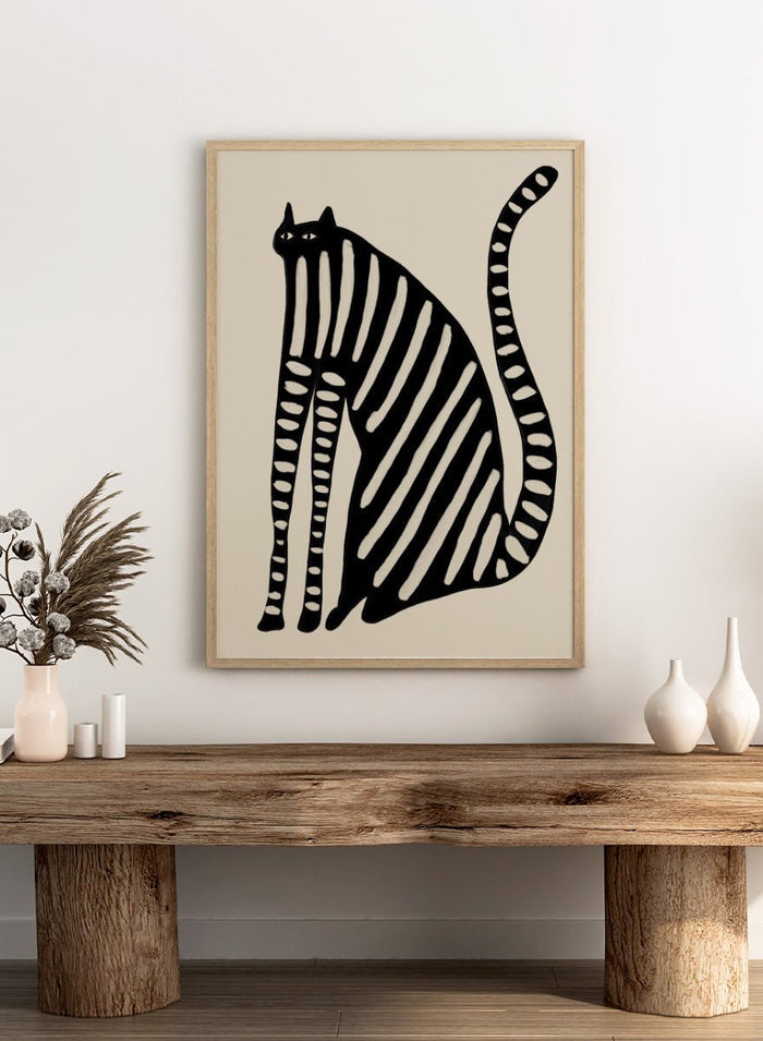 The Art Concept - Striped Black Cat Art Print_Sugar & Canvas_The Art Concept