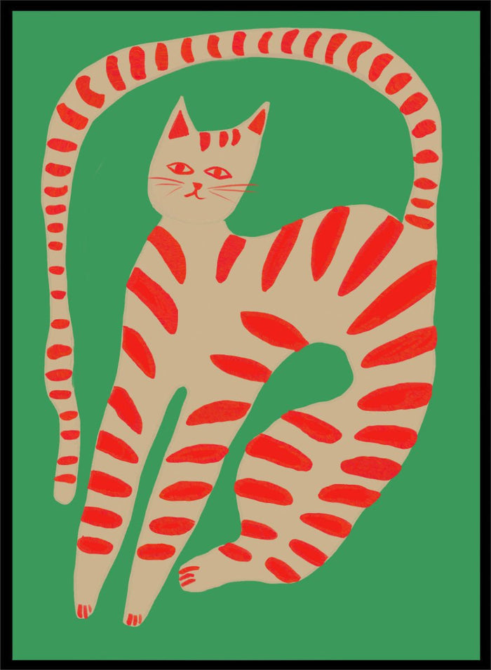 The Art Concept - Striped Cat Stretching Art Print_Sugar & Canvas_The Art Concept