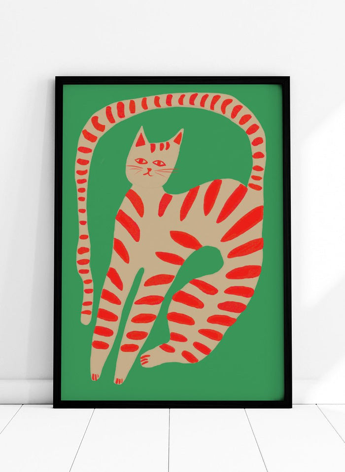 The Art Concept - Striped Cat Stretching Art Print_Sugar & Canvas_The Art Concept