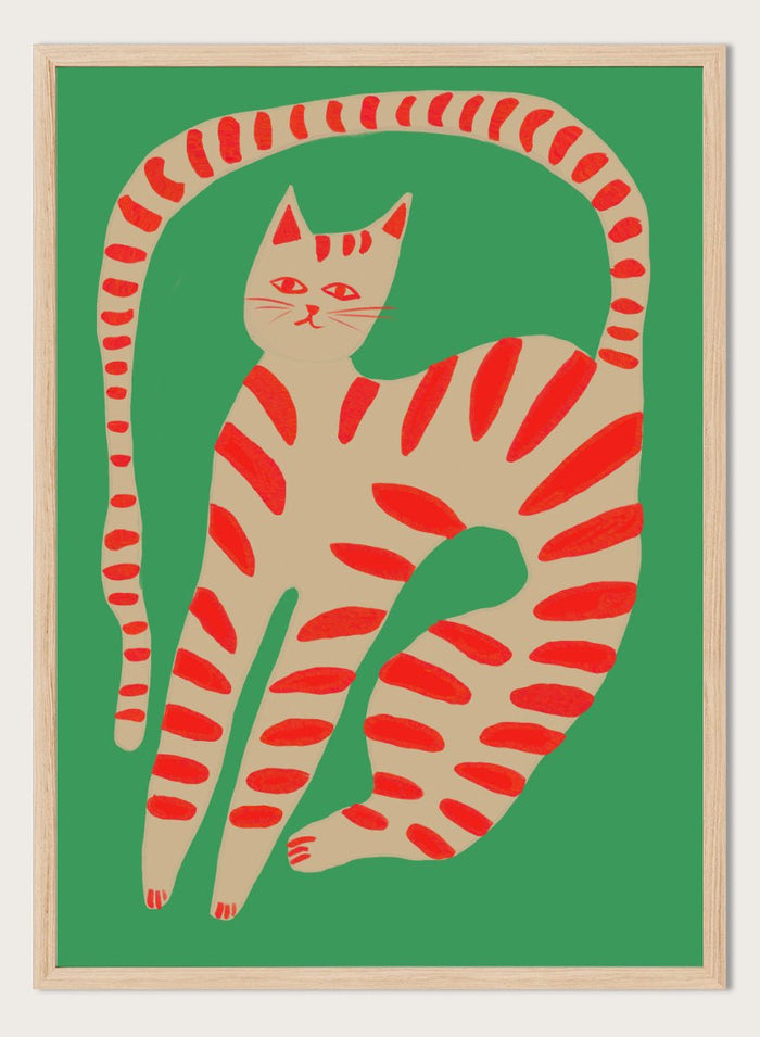 The Art Concept - Striped Cat Stretching Art Print_Sugar & Canvas_The Art Concept