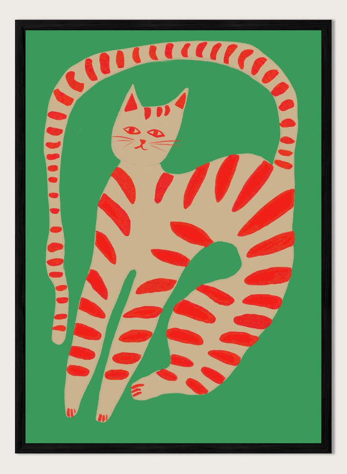 The Art Concept - Striped Cat Stretching Art Print_Sugar & Canvas_The Art Concept